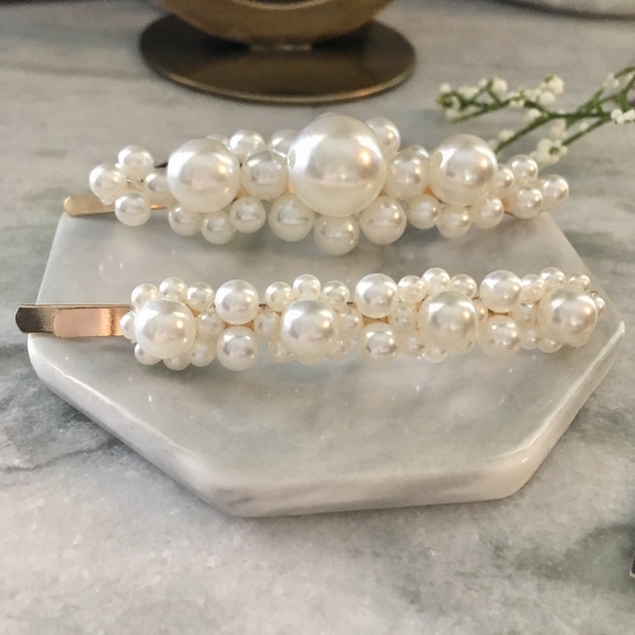 Vintage Cluster Pearl 2-Piece Hair Clip Pin Set - Picture 7 of 8